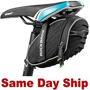 ROCKBROS Bike Seat Saddle Bag for Mountain & Road Bikes Black Reflective